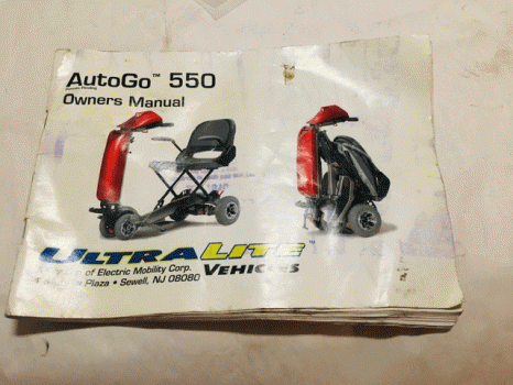 Used Auto Go Instruction Handbook For A Mobility Scooter BK4542
