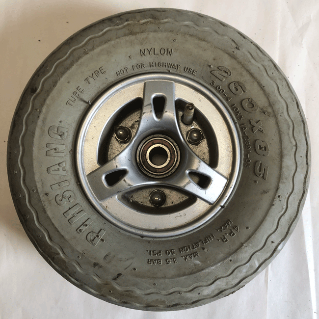 Used 260 x 85 Pneumatic Front Wheel Assembly For A Kymco Midi Mobility Scooter X1443