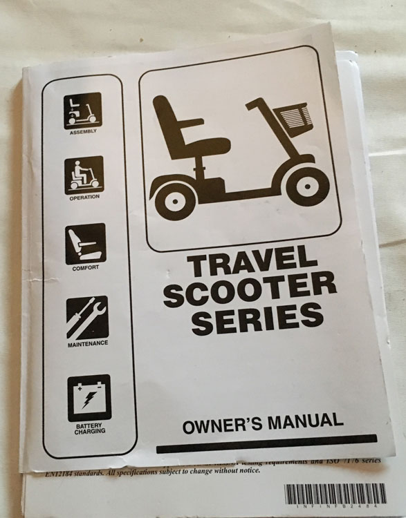 Used Owners Manual Pride Go Go Elite Traveller Mobility Scooter T354
